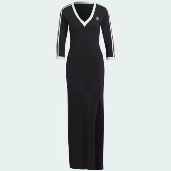 ADIDAS ADICOLOR CLASSICS MAXI V NECK DRESS - Picture 1 of 4
